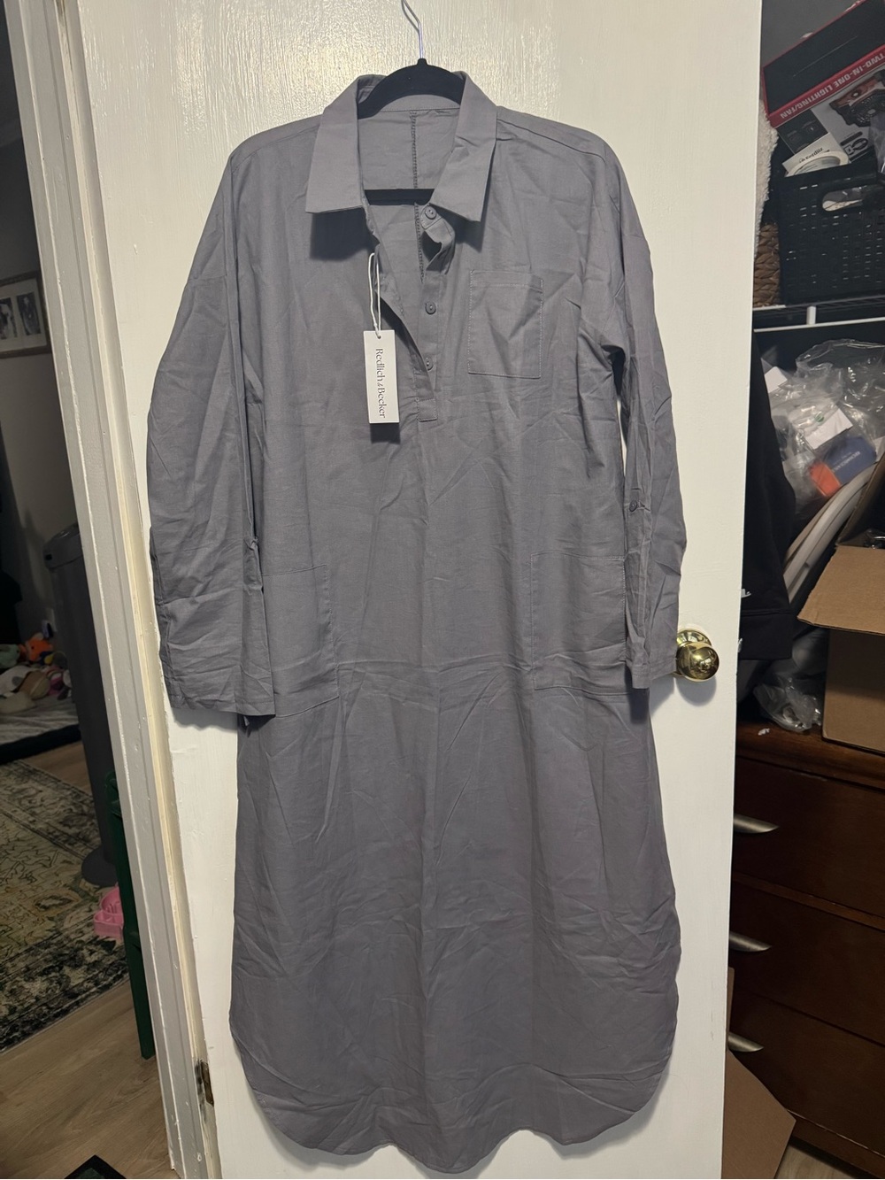 Men's Long Grey Kurta Shirt - Unbranded
